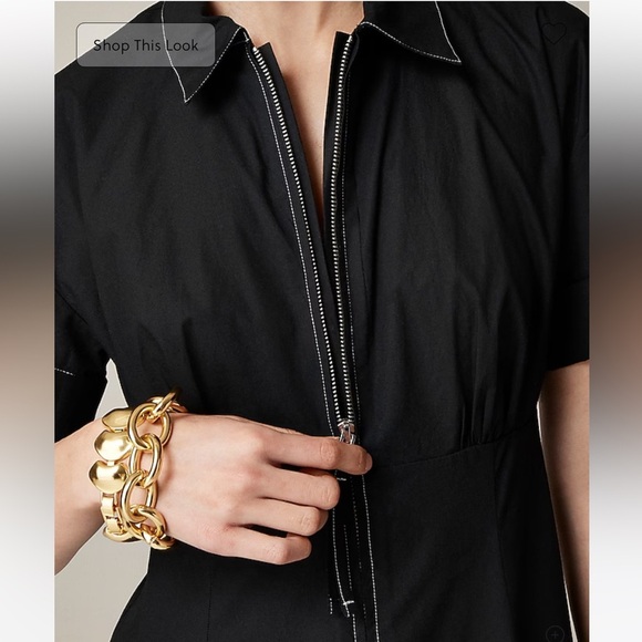 NWT! J.Crew Zip-up black shirtdress in cotton poplin. Size 6. $178 - Picture 4 of 9